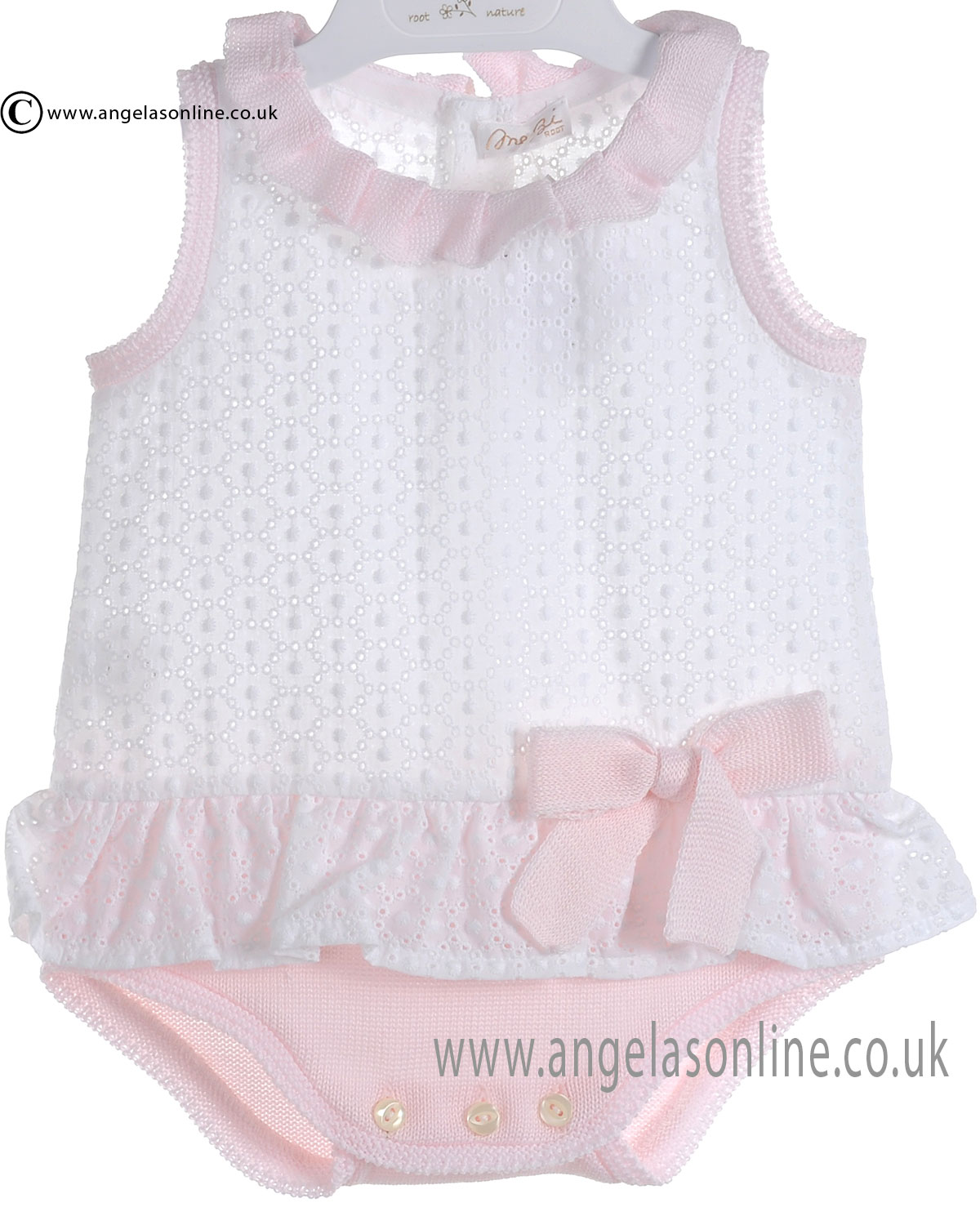 Mebi Baby Girls White and Pink All in One Romper 1386/004