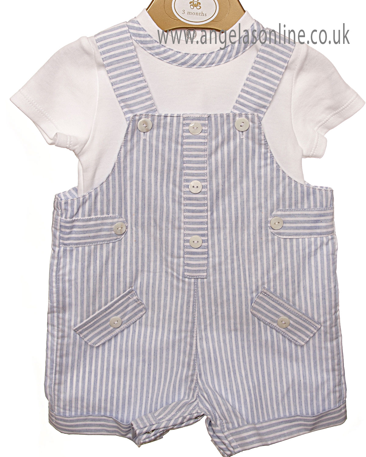 Mintini baby boys trendy striped summer dungaree MB2378A19 Blue