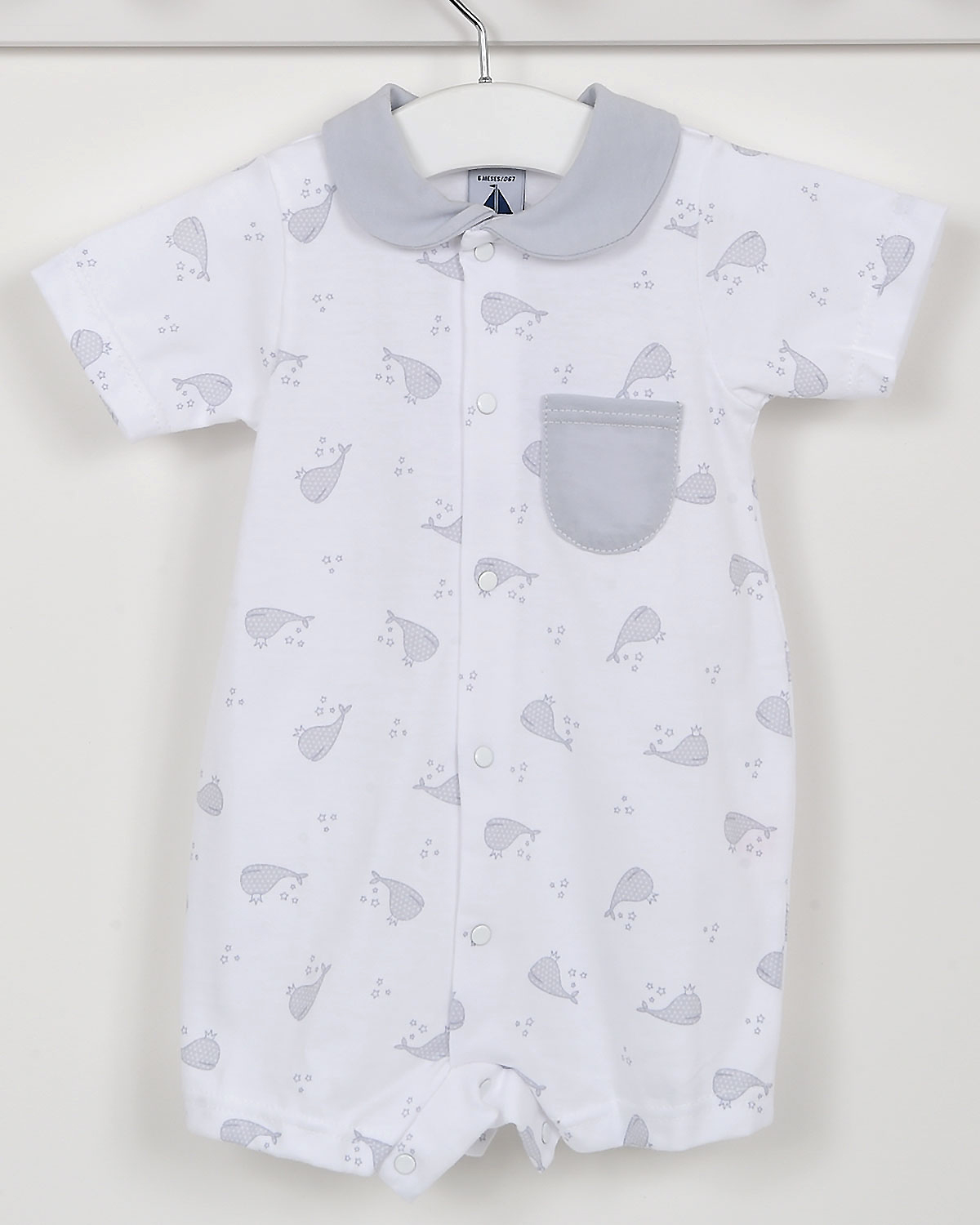 Babidu Baby Boys Romper With Pocket and Whale Design 1428819 Grey