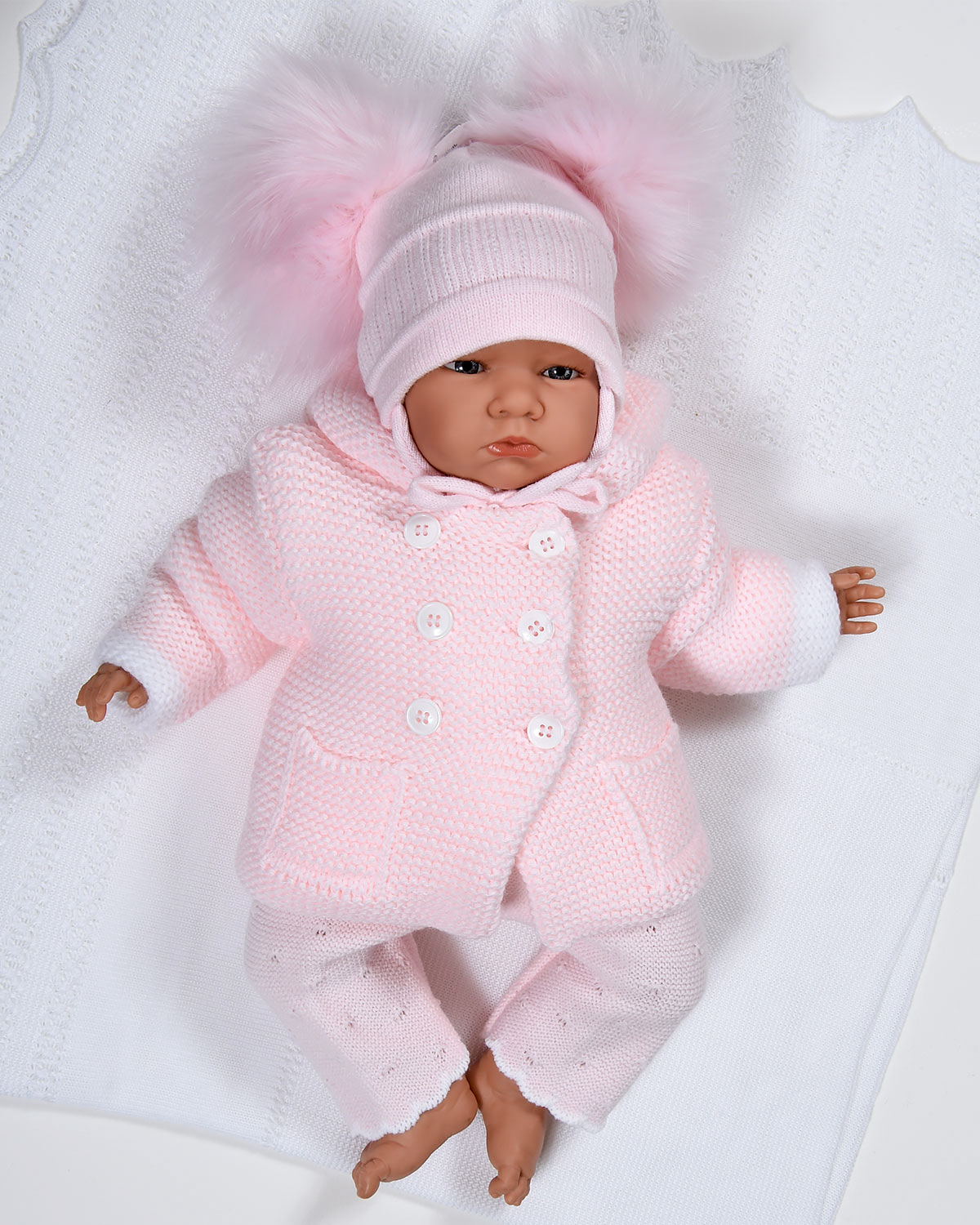 Sardon Baby Girls Knitted Button Jacket with Ears VE32419 PINK