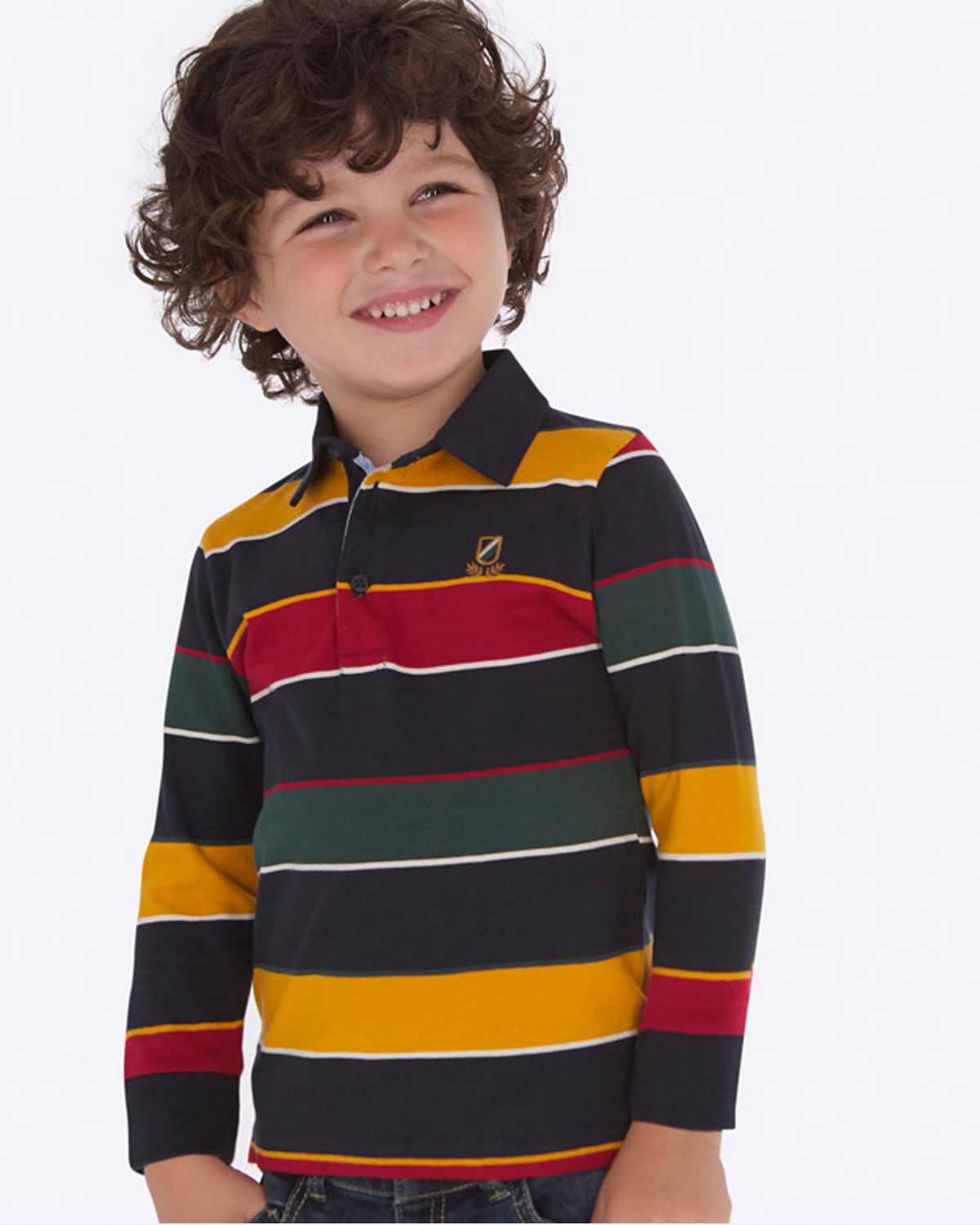 Mayoral boys new striped long sleeve winter polo shirt 411419 Navy