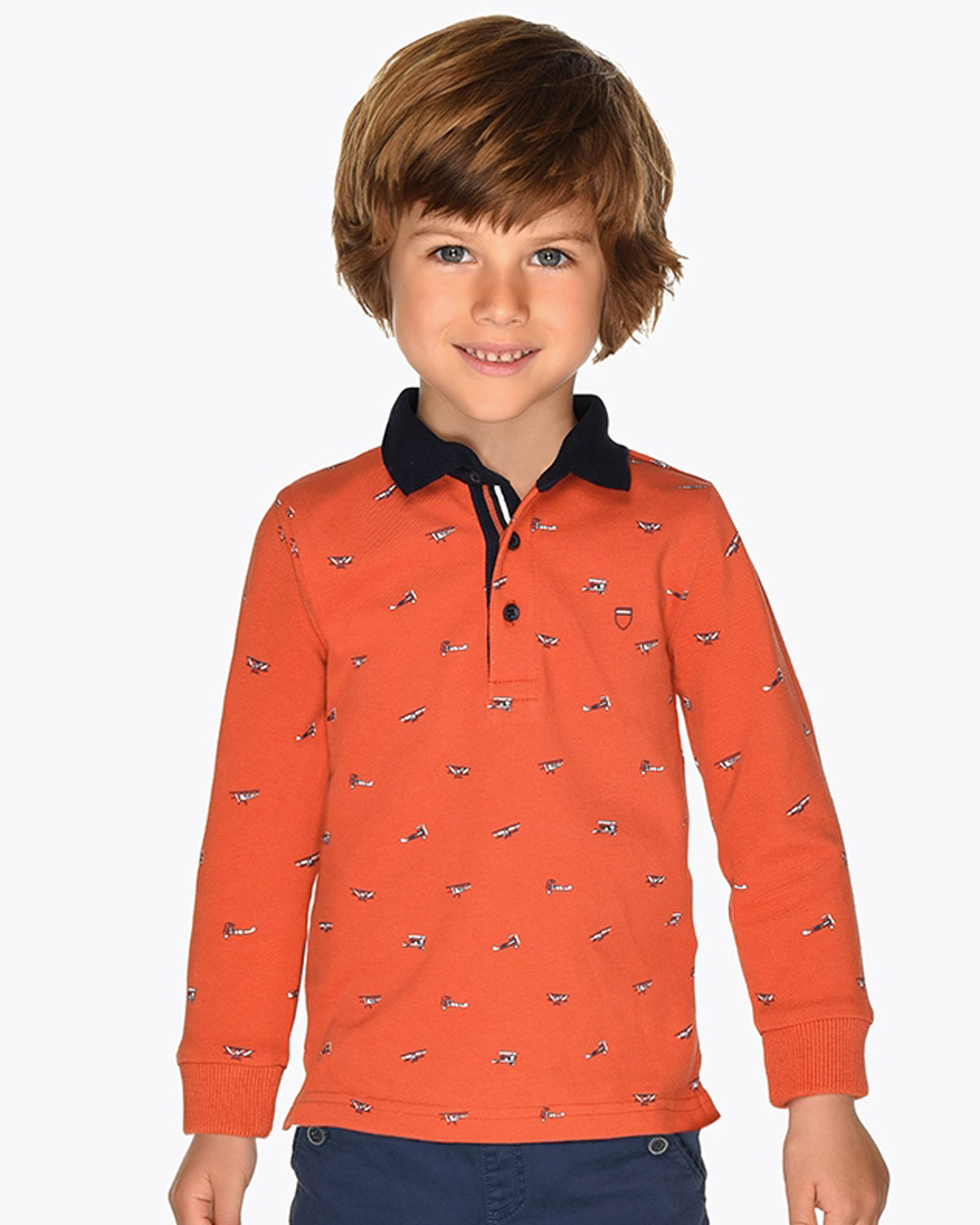 Mayoral boys long sleeve polo shirt with beach design 4108-19 Red