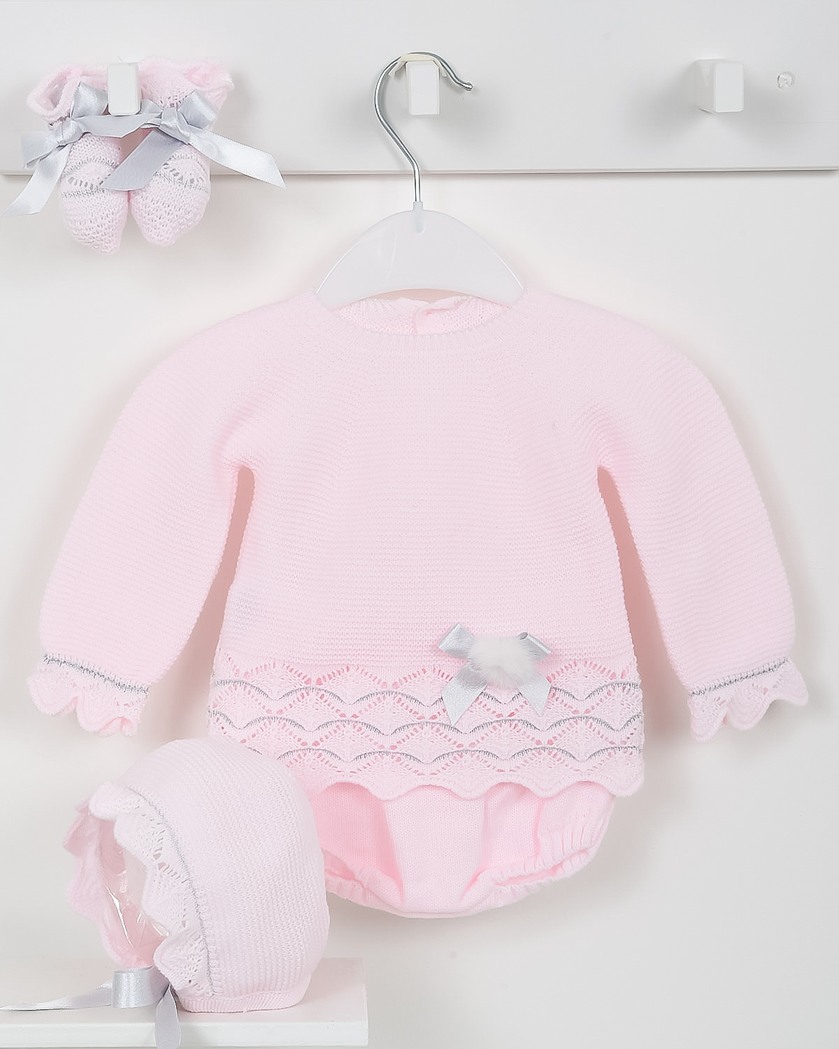 Macilusion baby girls fourpiece knitted suit with bow 742119 pink