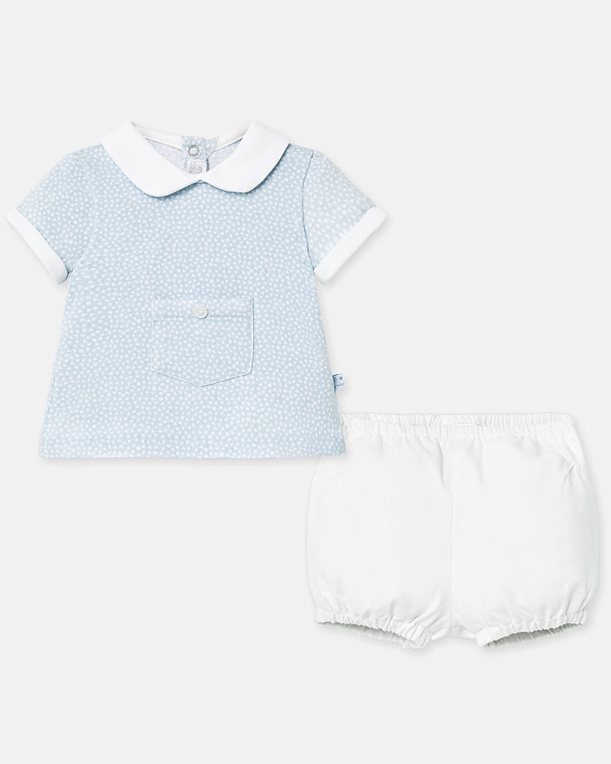 Mayoral baby boys patterned pocket top and shorts set 125720 Blue