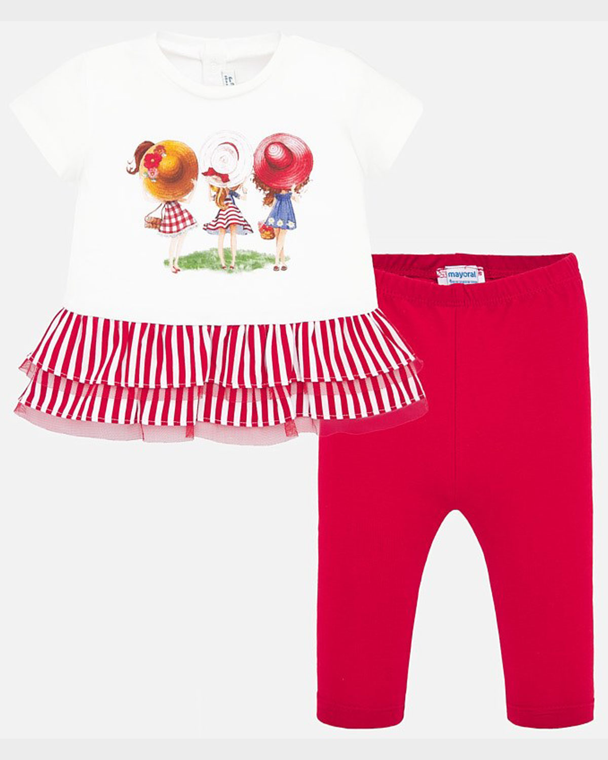 Mayoral baby girls short sleeve frilled top and leg set 170820 Red