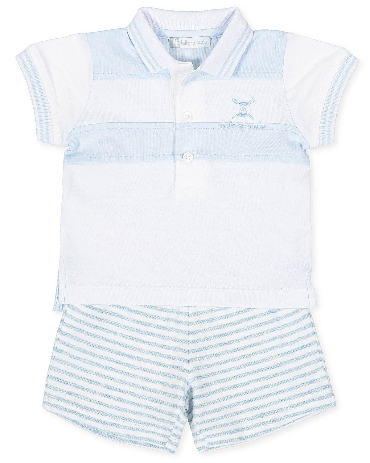 Tutto Piccolo Boys Trendy Top and Shorts New Summer Set 868220 Wh/Bl