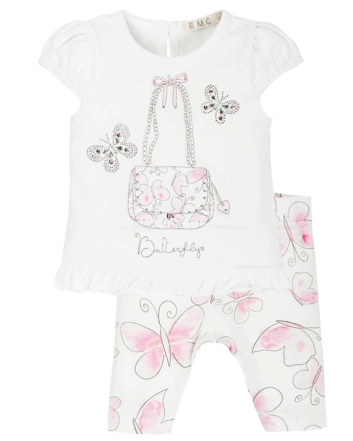 EMC baby girls handbag top and butterfly leggings set CO263720 White