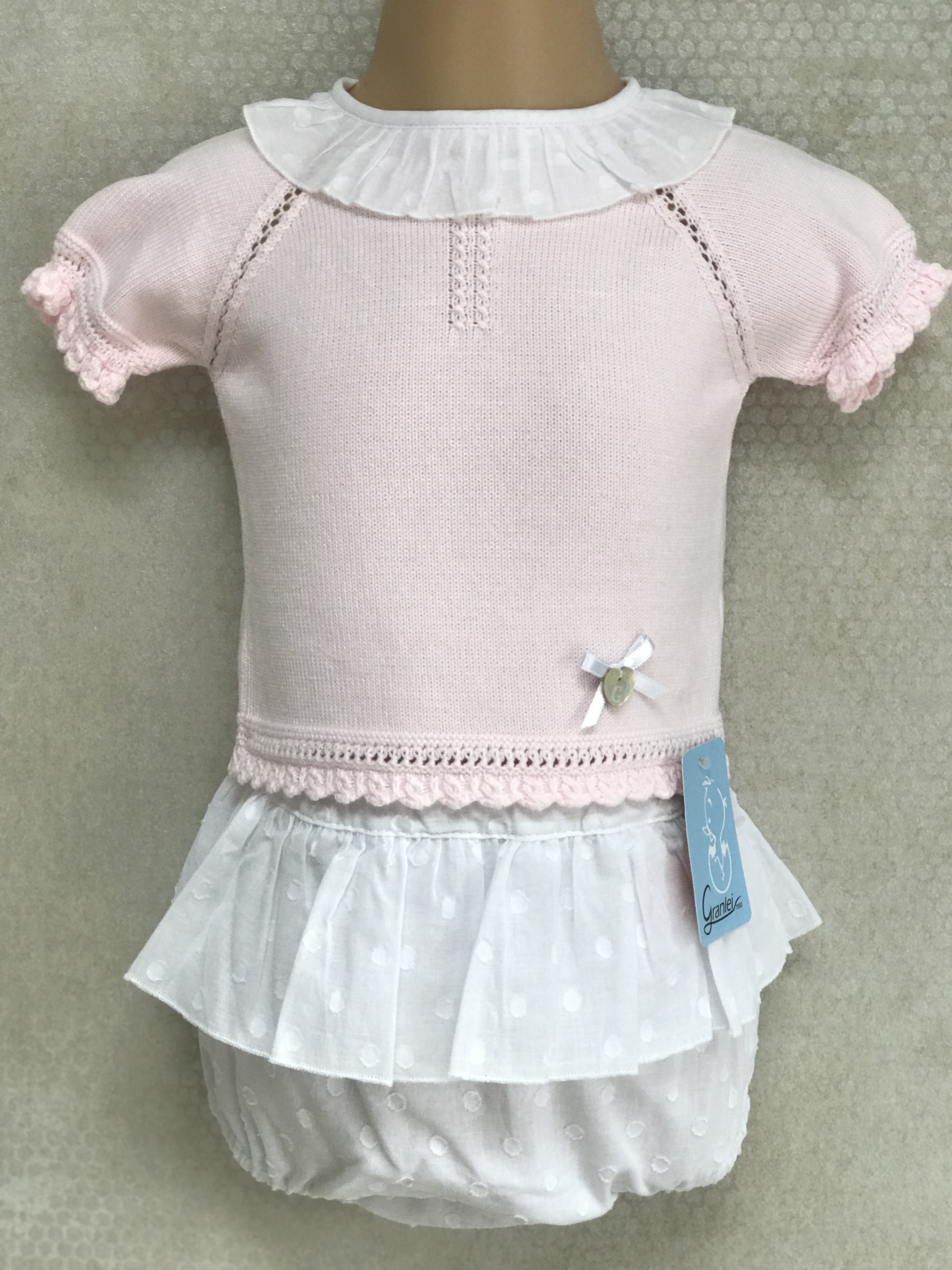 Granlei baby girls knitted jumper & jam pants summer set 125218 Pink