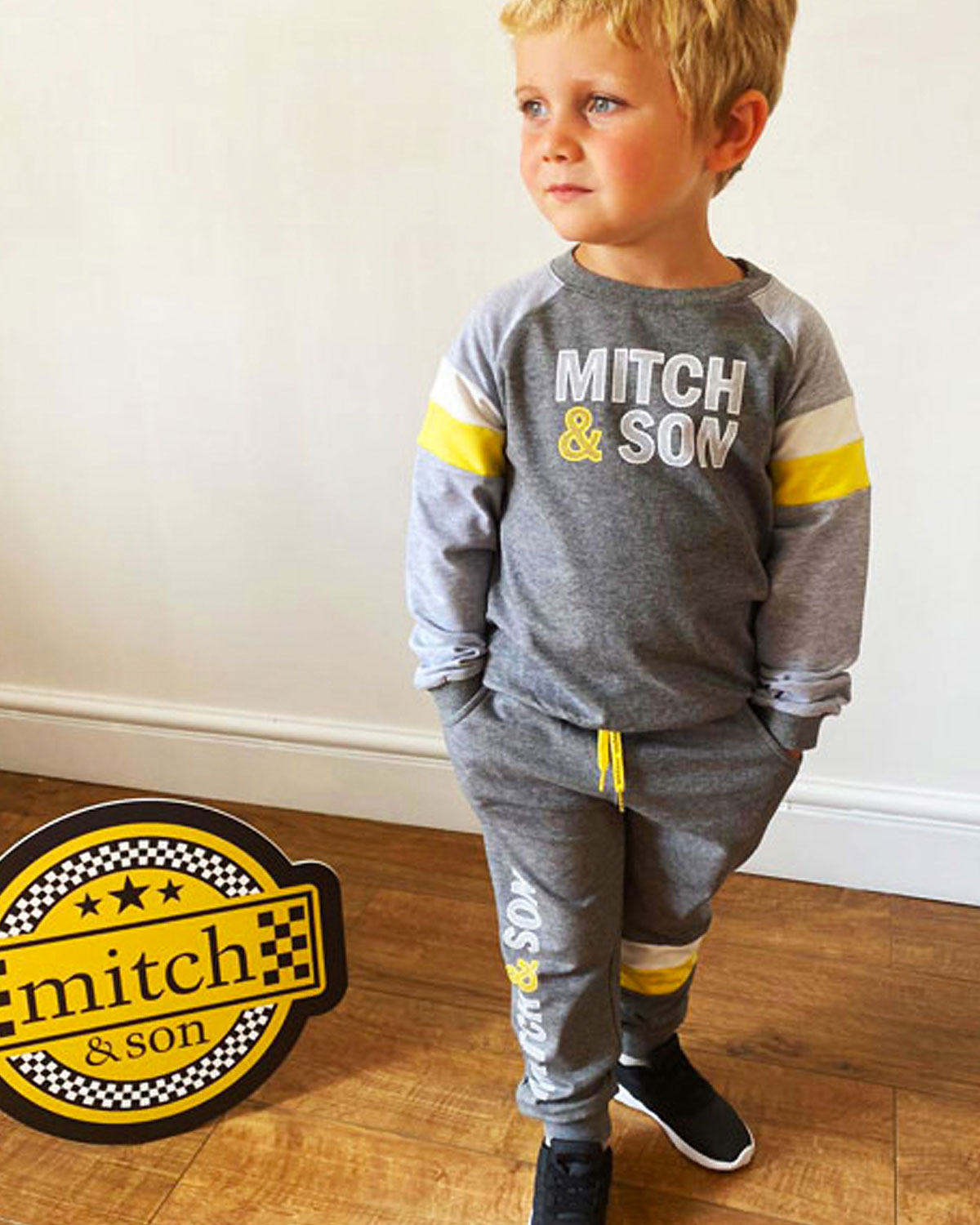Mitch & Son boys grey and yellow new winter tracksuit MS140920 Grey