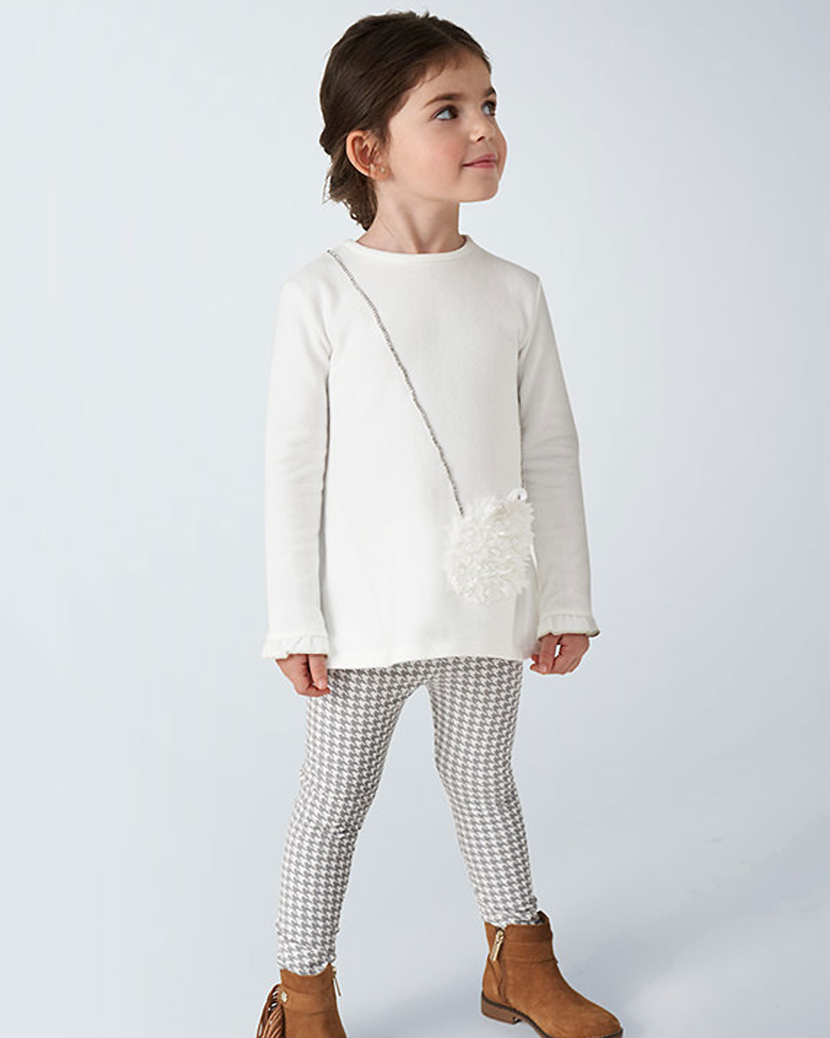 Mayoral girls checked legging set with bag top 472320 Grey