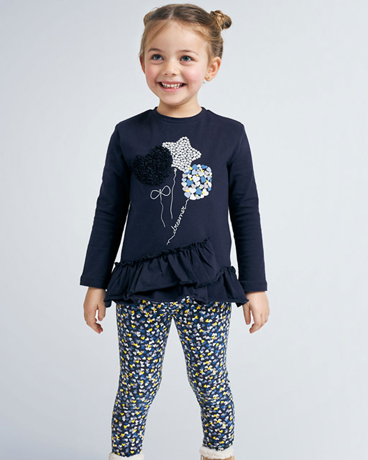 Mayoral girls heart legging set 472520 Navy