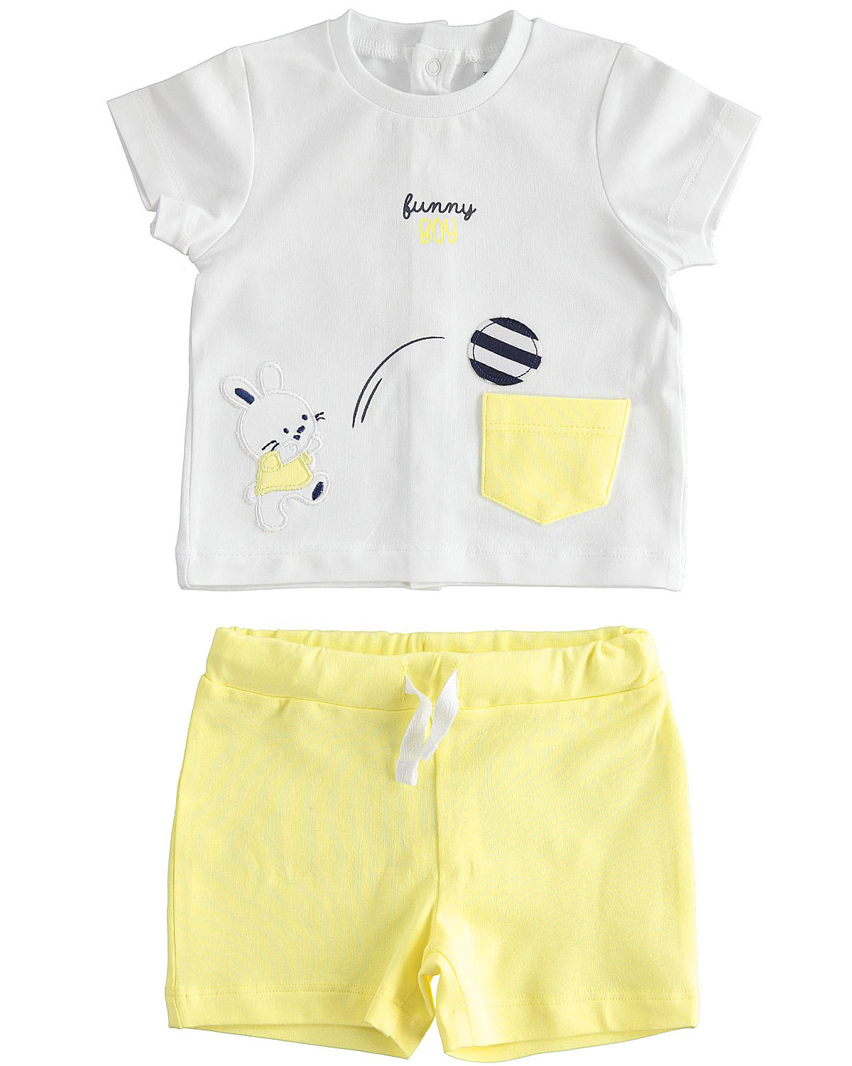 I Do baby boys short sleeve short set 42091021 yellow designer outfits