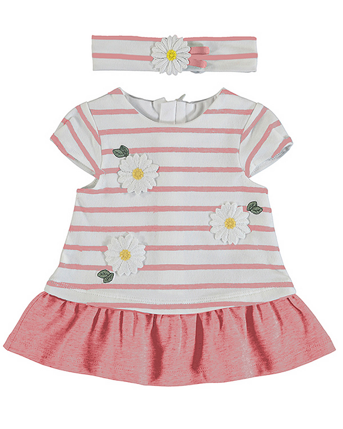 Mayoral baby girls daisy & stripe dress 1808021 pink