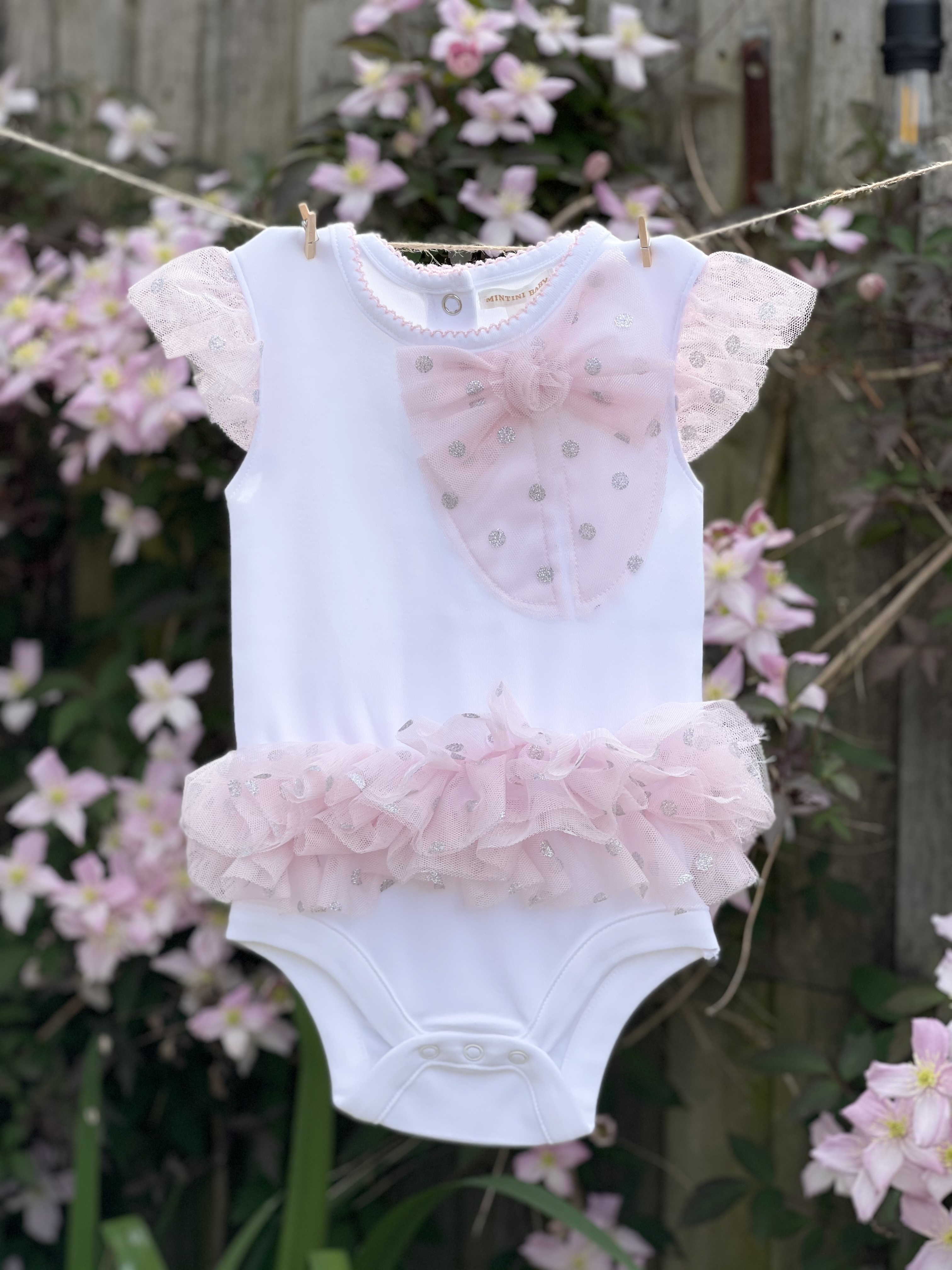 Mintini baby girls romper MB179118 White