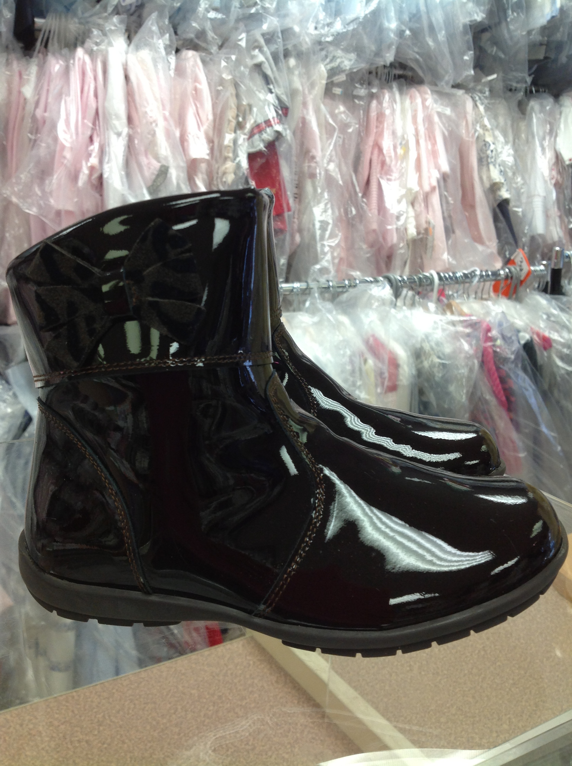 Andanines Girls Dark Brown Patent Leather Boot C92807.