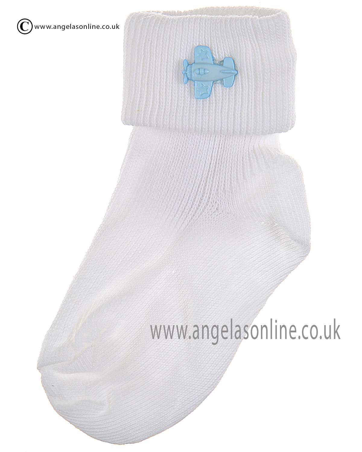 Baby Boys White And Blue Anchor Socks.