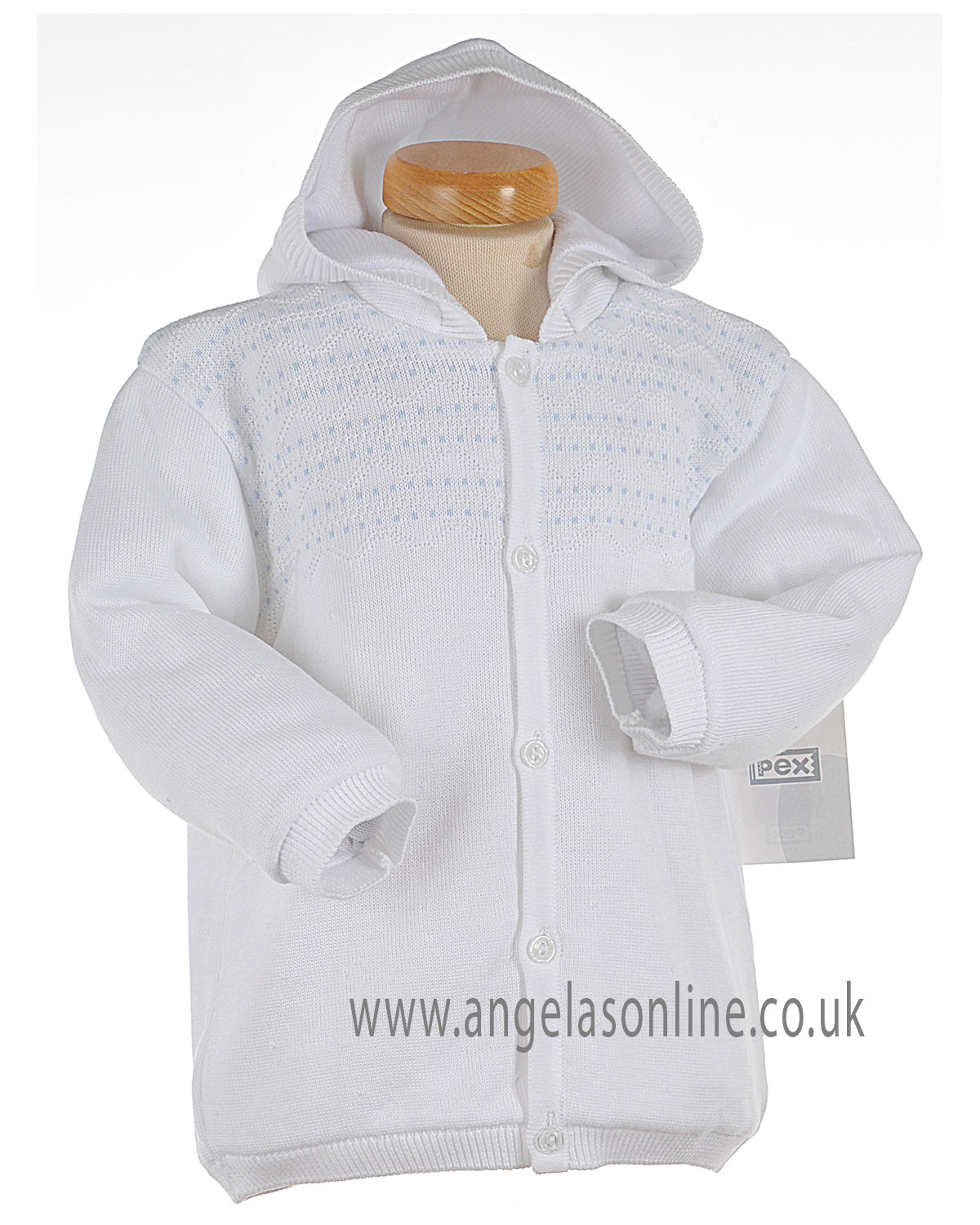 Winter SALE Pex Baby Boy White & Pale Blue Knitted Winter Jacket B5767