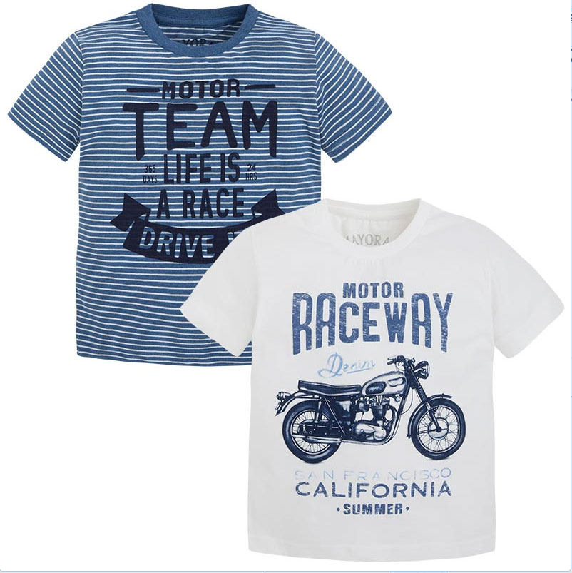 Mayoral Boys Designer Short Sleeve 2 Pack of T-Shirts 3073 ...