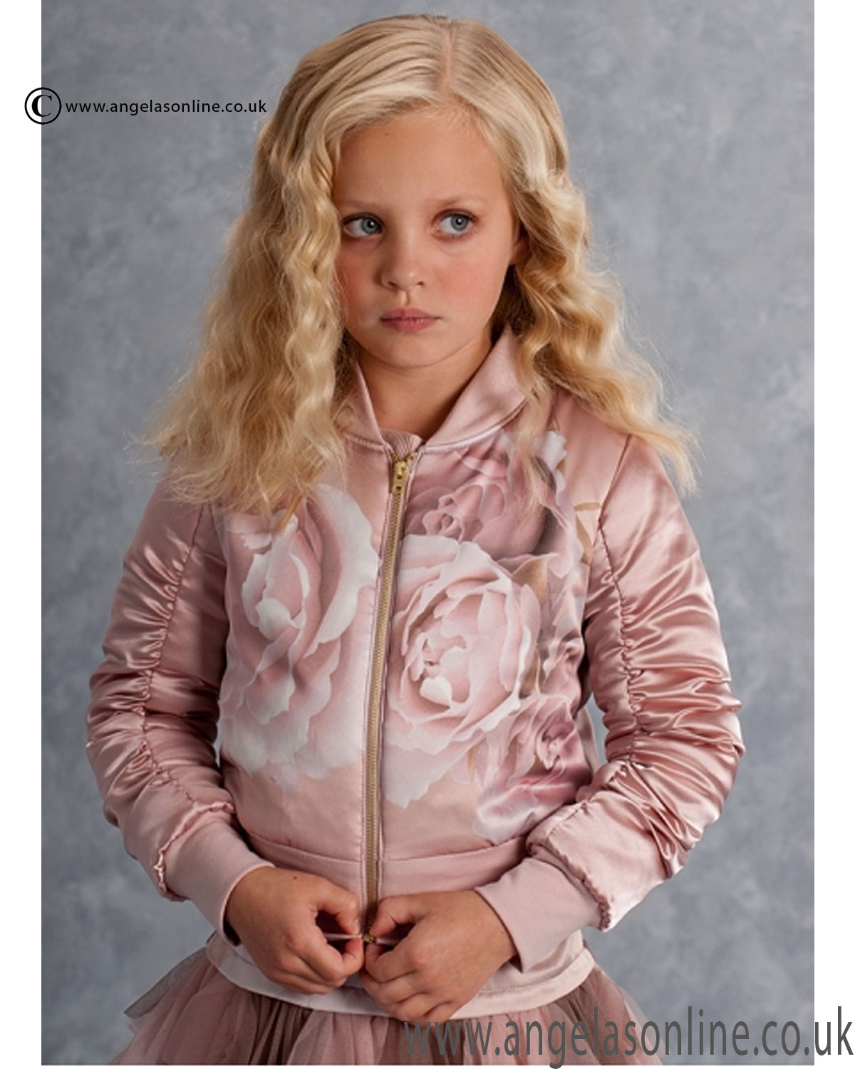 Winter 2016 Sale Kate Mack Girls Rose Print Silk Bomber ...