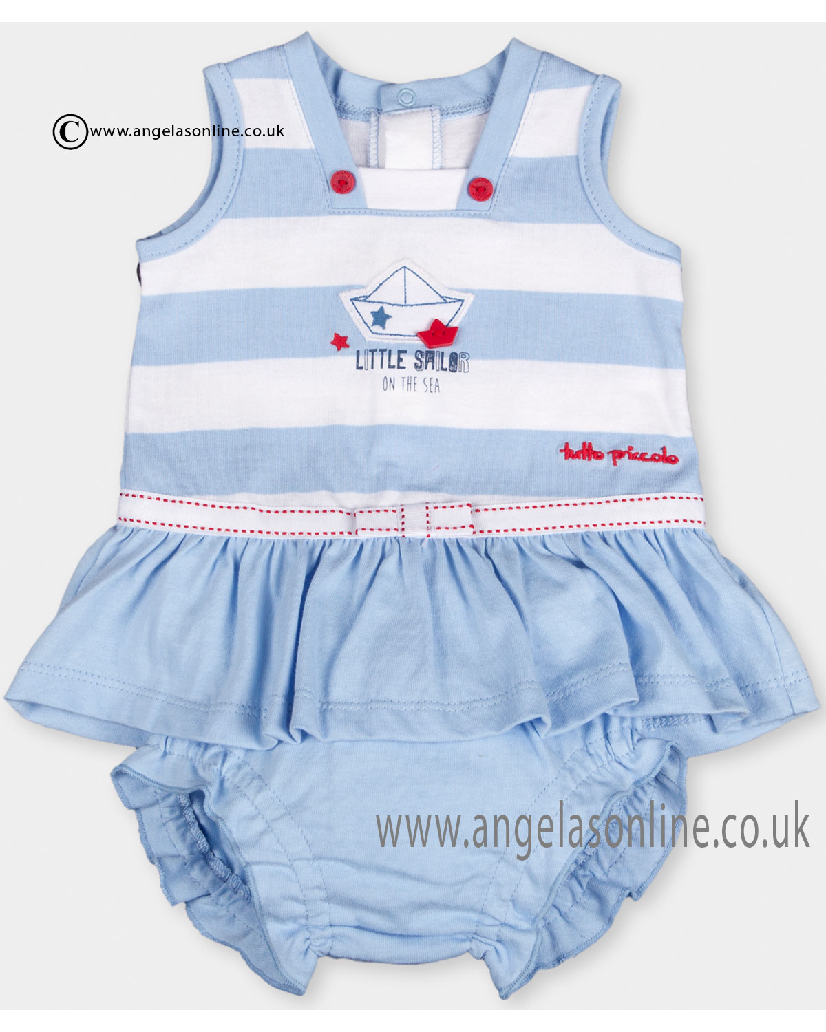 Tutto Piccolo Baby Girls Nautical Blue Dress & Knickers 9483
