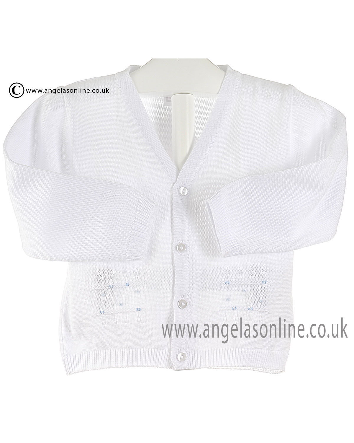 baby boy white knitted cardigan