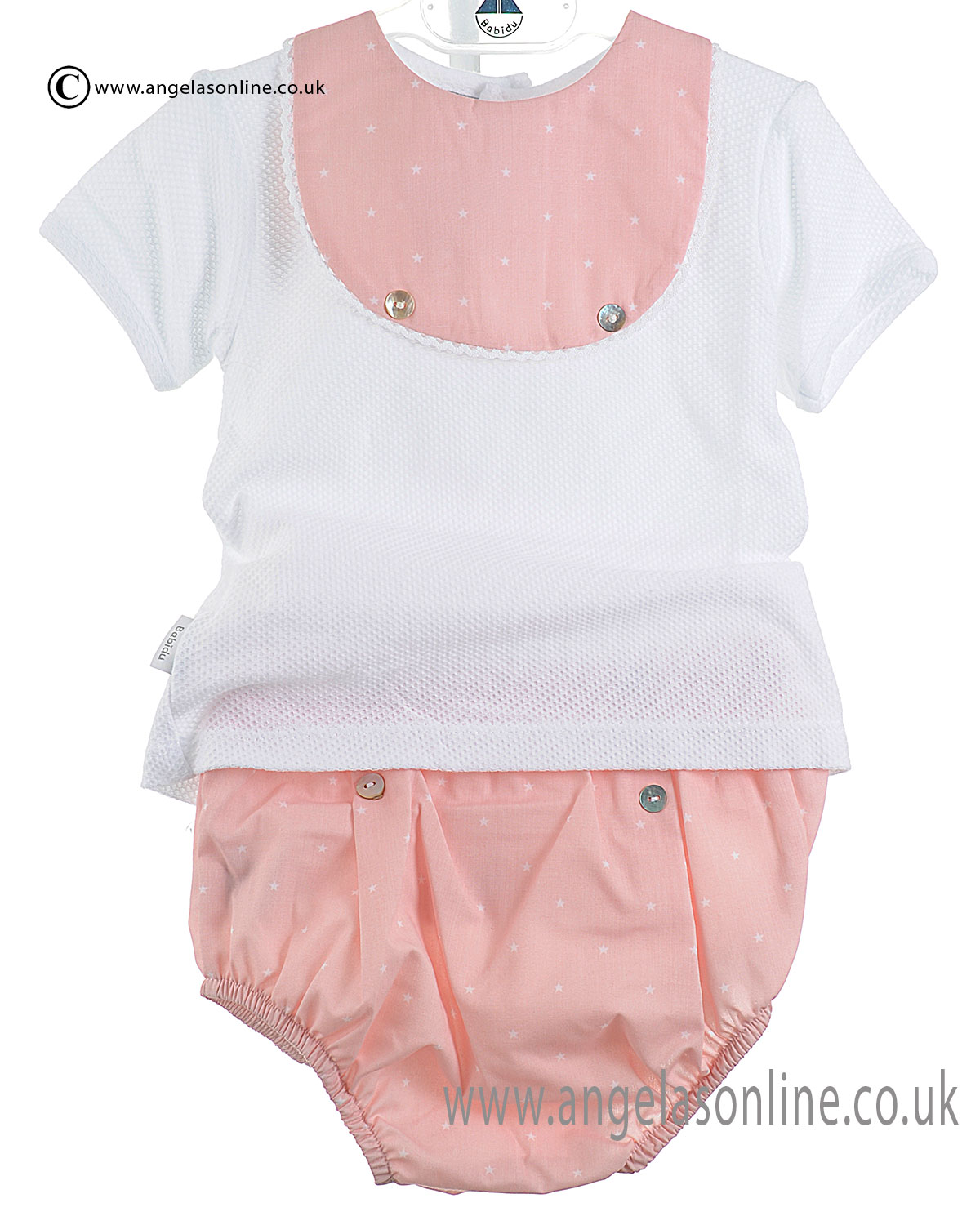 Babidu Girls Short Sleeve Bib Top & Shorts 46306 Pink