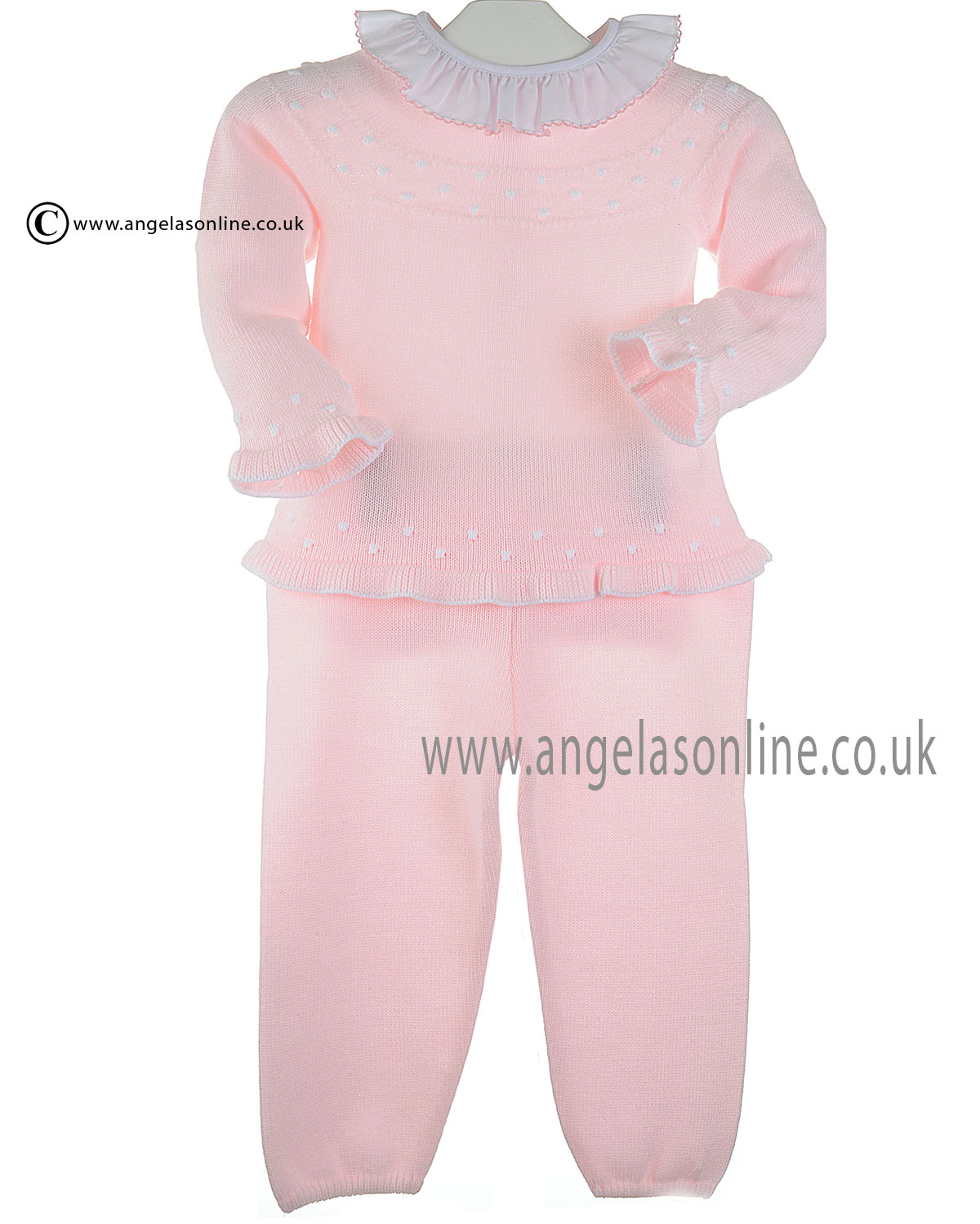 Granlei Baby Girls Knitted Top With Frill Neck & Pants 2 ...