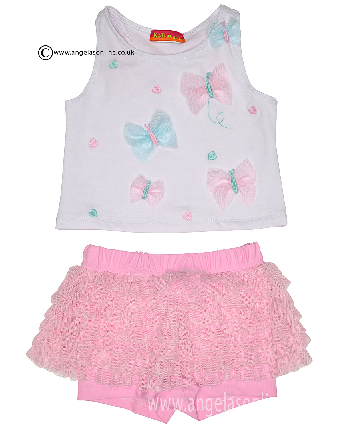 Kate Mack pale pink and white T-shirt & short set 705BW