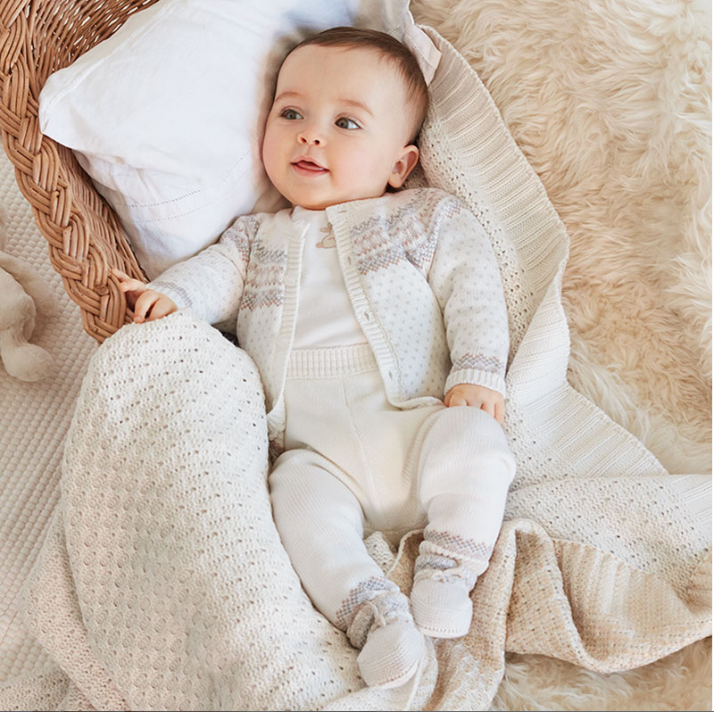 Mayoral Newborn Baby Boys three piece knitted winter 252117 Cream