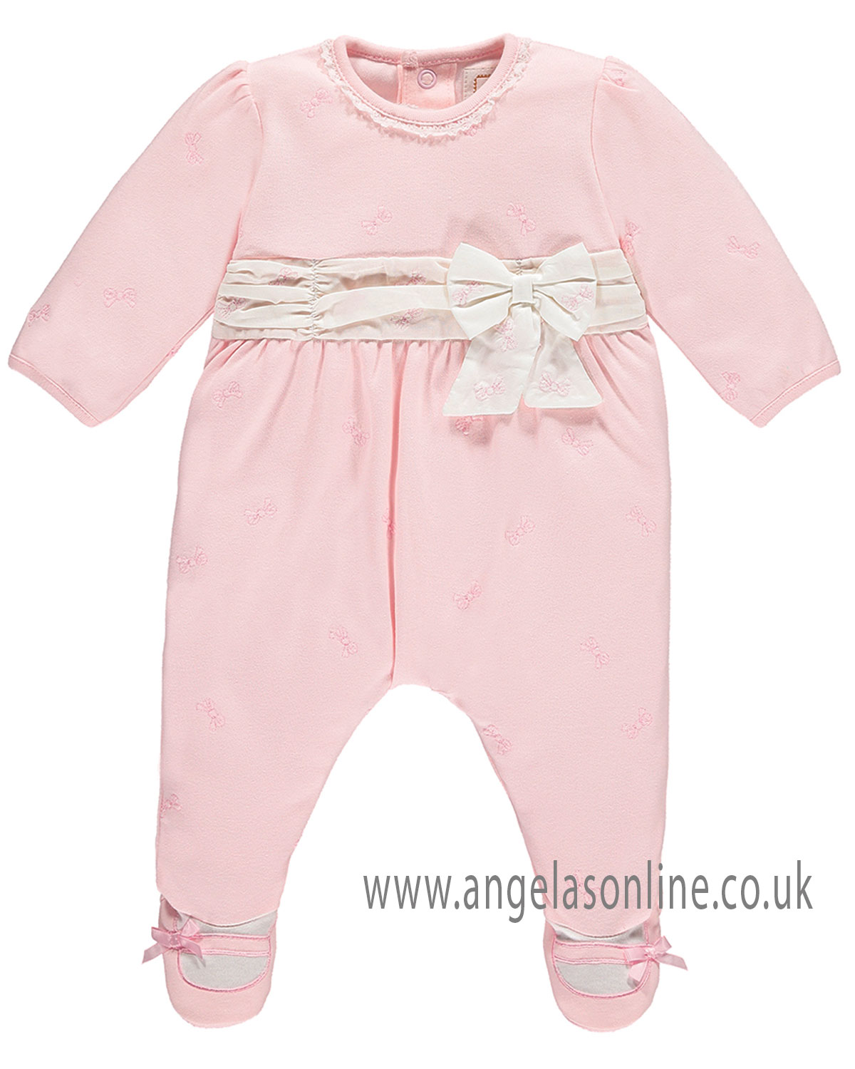 Emile et Rose baby girls pink bow all in one Macey 1756pp