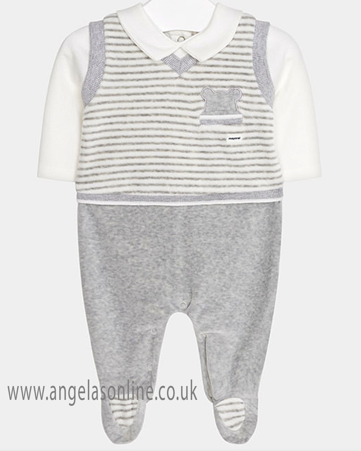 Mayoral baby boys all in one striped jumper style 260218 grey