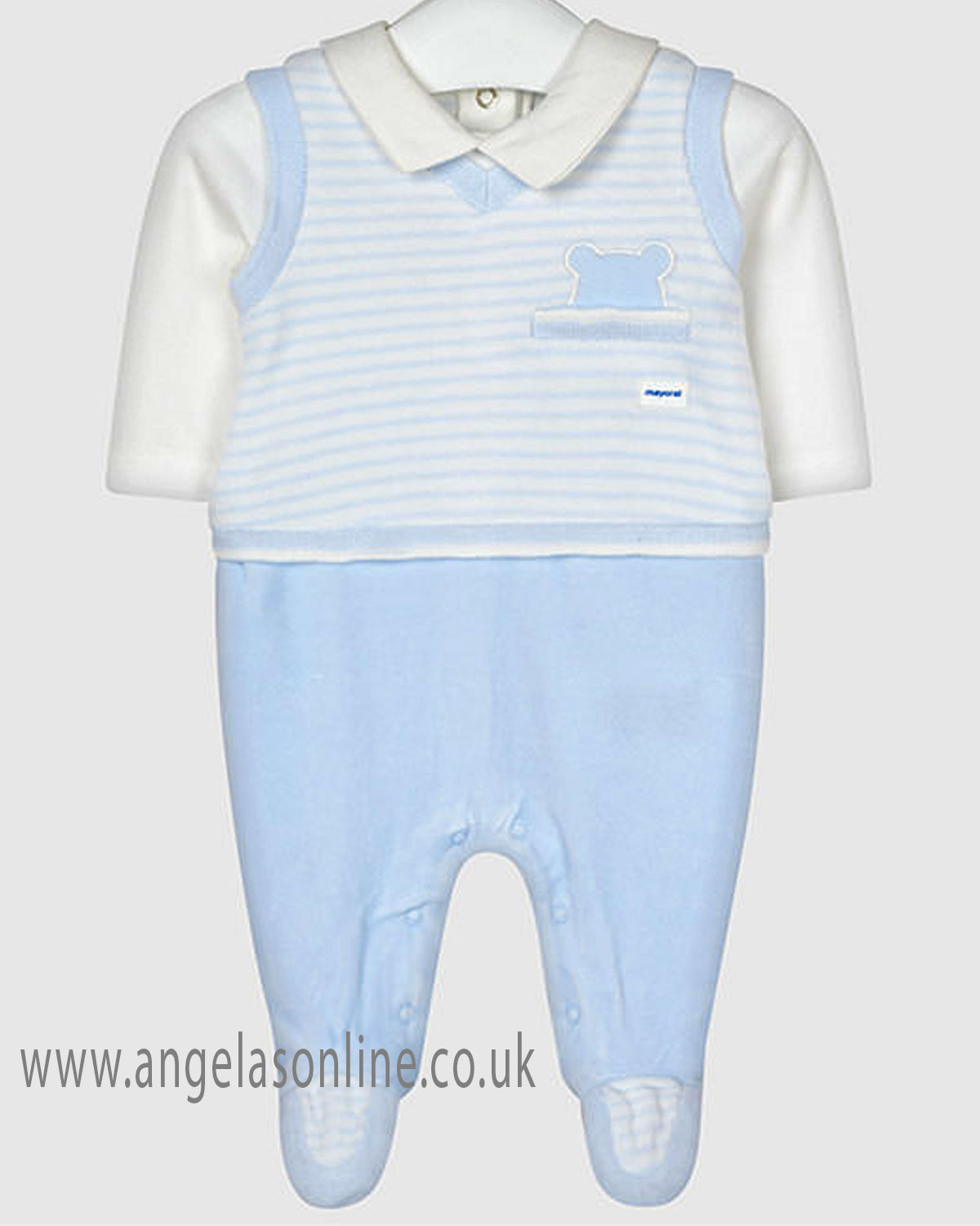 Mayoral baby boys all in one blue stripe jumper style 260218 blue