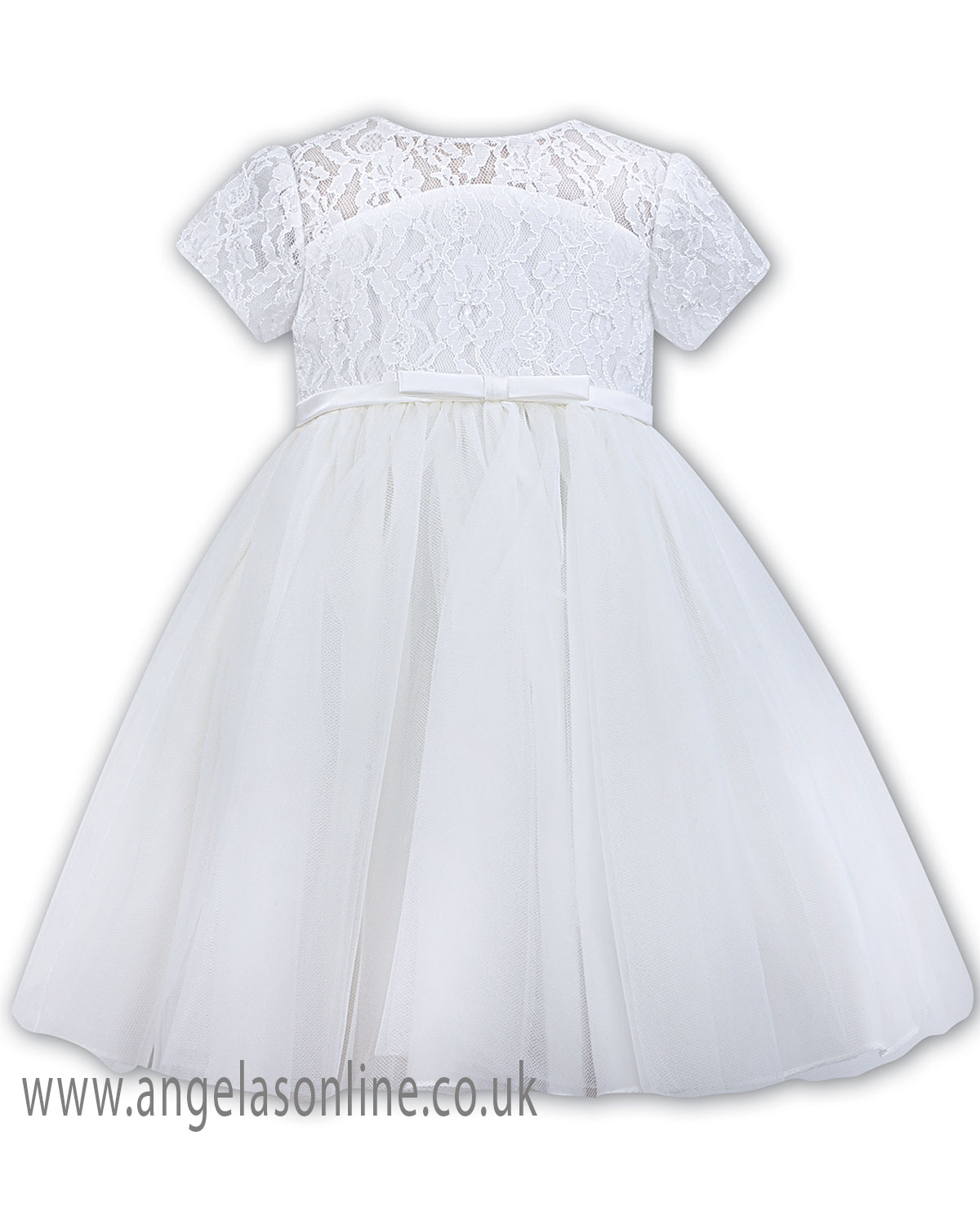 Sarah Louise Baby Girls Tulle & Lace Christening Dress 07010218 WH