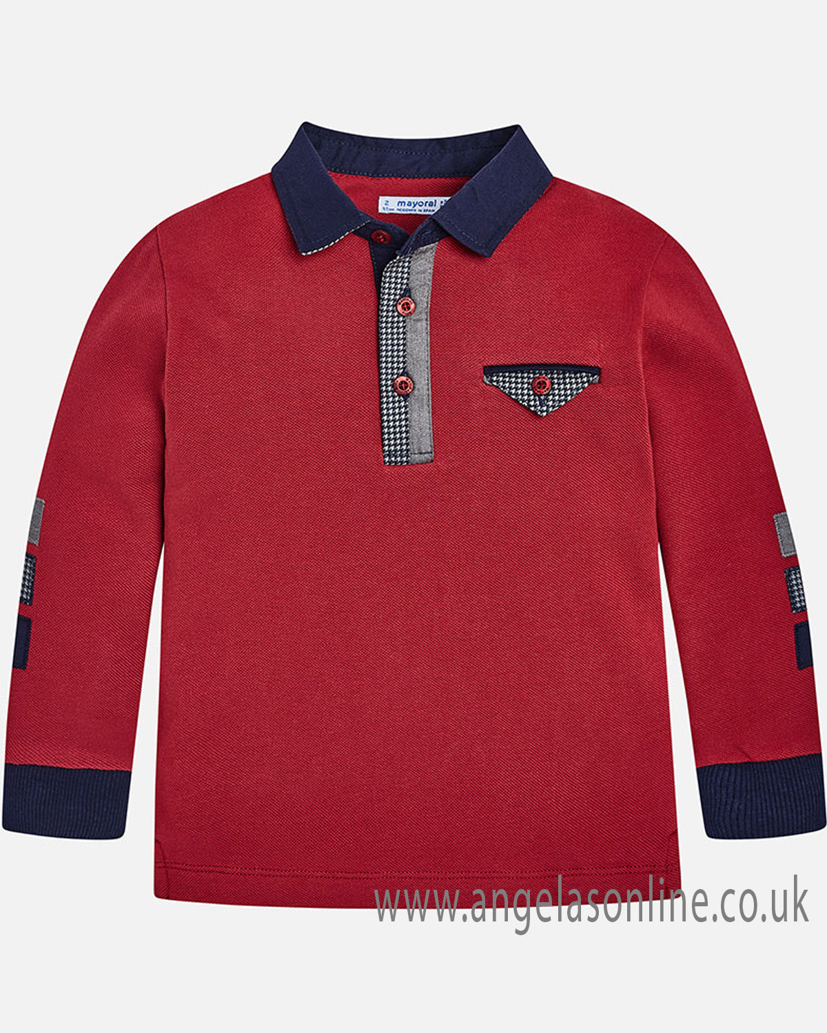 Mayoral boys long sleeve winter polo top with pocket 410618 wine