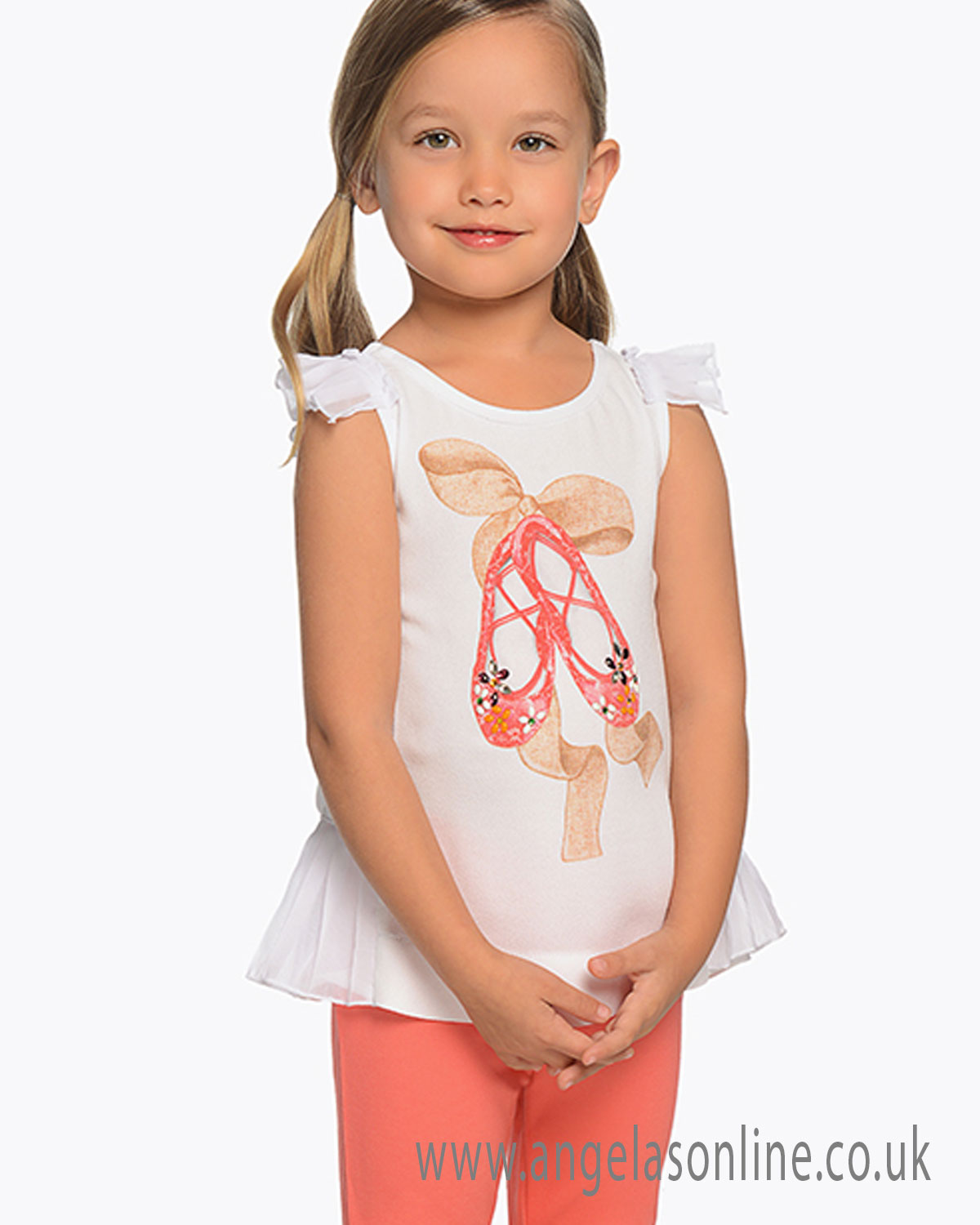 Mayoral bigger girls short sleeve summer legging set 351219 Coral