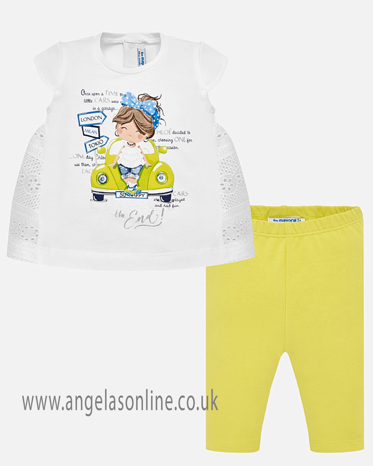 Mayoral baby girls short sleeve summer top & legging set 175019 Blue