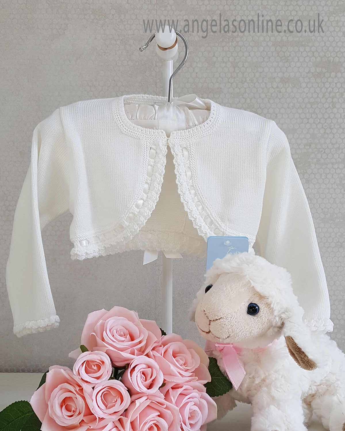 Granlei baby girls summer bolero cardigan with ribbon 135019 Ivory