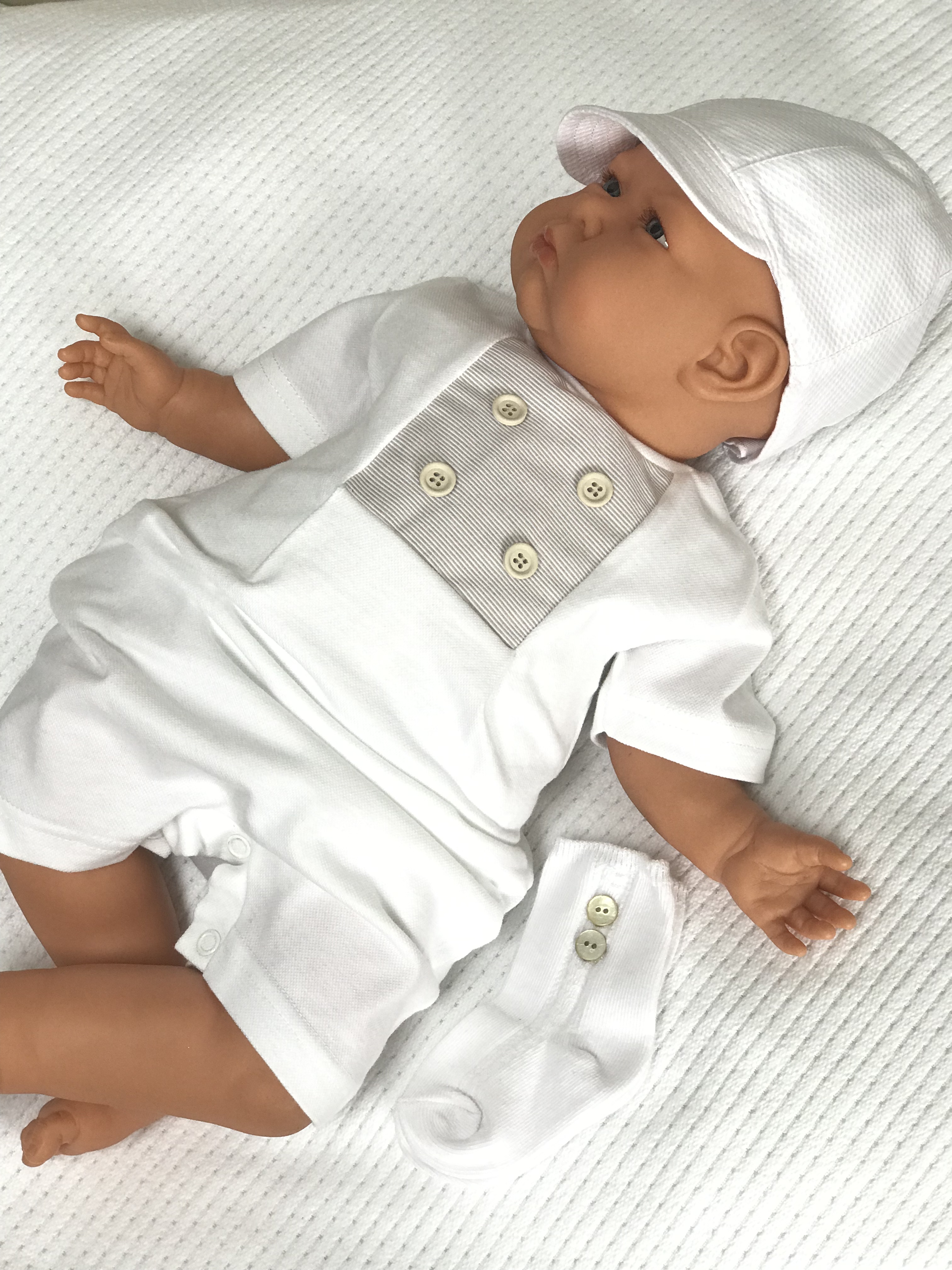 baby boy beige romper