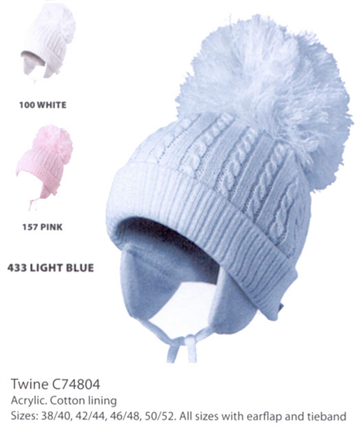 pale blue bobble hat